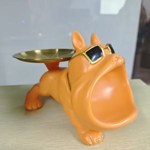 TEMU 1개 대형 입 불독 조각상 회전 가능 - 레진 프렌치 불독 피규어 안경 & 시계 포함, 귀여운 키 보관함, 키 홀더 & 신발 정리대, 홈 데코, 사무실, 선물 (비식품 접촉), 크리스마스 선물로 최고