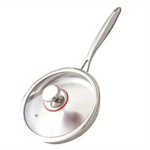 TEMU 11인치, 5중 두꺼운 316 스테인리스 스틸 평평한 바닥 프라이팬 (뚜껑 포함), PFOA & PTFE 무첨가, 전문 셰프용 냄비, 모든 가스레인지 및 오븐 안전 조리기구