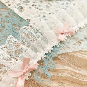 TEMU 2야드의 2야드 레이스 리본, 플리츠 디자인과 레이스 보우가 특징이며, DIY 프로젝트, 달콤한 의류, 애완동물 액세서리에 적합합니다.