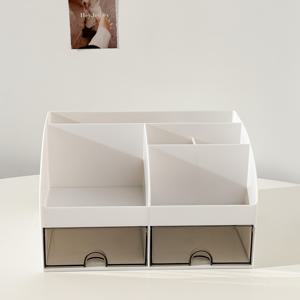 TEMU 트렌디한 멀티 컴파트먼트 데스크 오거나이저, 7단 슬롯 & 2서랍 가벼운 스퀘어 보관함, 사무실/스터디 필수품용 스타일리시한 데스크탑 정리함, 기숙사 및 홈 인테리어용