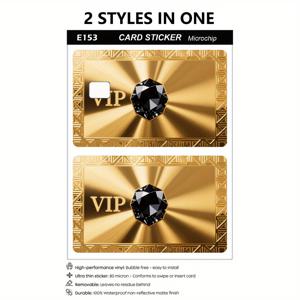 TEMU 골든 텍스처 합성 보석 VIP 스티커 세트, PVC 소재로 제작된 내구성 있는 2개 프라이버시 스티커, 신용카드, 교통 카드 등에 적합, 은행 카드 긁힘 방지, 접착식 탈부착 가능한 장식 데칼, 패션 액세서리 및 선물