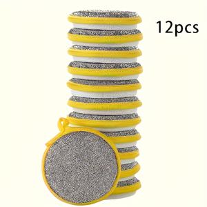 TEMU 한 색상, 주방 세척 스펀지 - 양면 긁힘 방지 패드, 다양한 청소에 적합, 재사용 및 세척 가능한 식기 세척용 브러시 - 주방 청소 액세서리