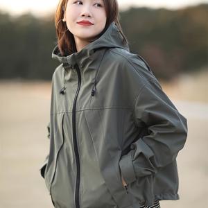 TEMU 여성용 초경량 재킷 - 풀지퍼 클로저, 올리브 그린 방풍 코트, 여행 및 도시 출퇴근용, 쉬운 관리 지퍼 프론트 캐주얼 아우터웨어, 내구성 있는 소재, 여성용 비옷