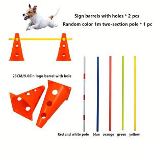 TEMU 고정된 높이의 개 훈련 장비 세트 - 내구성이 뛰어난 PVC 소재, 편리한 보관, 및 여러 개의 장애물 코스 코너로 애완 동물의 민첩성과 조정력을 향상시키는 애기민첩 장비