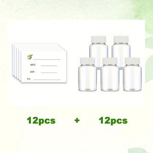 TEMU 24개 세트, 50ml 투명 플라스틱 병, 뚜껑이 있는 화학 용기, 액체, 고체, 분말, 밀봉된 약병, 캡슐 분배 병, 빈 재료 병