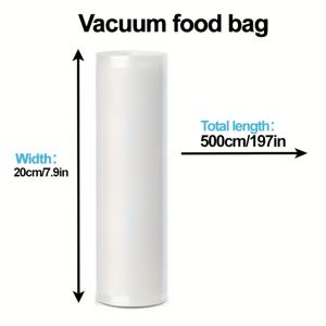 TEMU 5M 진공 포장 식품 랩 1 롤 - 신선한 고기, 해산물 및 채소에 적합한 다양한 크기 | 쉽게 자르고 봉인, 식품 보관을 위한 필수품, 고성능 진공 포장 식품 보존 가방.