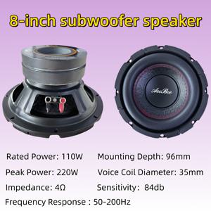 TEMU 8인치 서브우퍼 스피커 110W-220W 4옴 120mm 자석 - 블랙 하드와이어 홈 오디오 베이스 업그레이드, 자동차 스테레오 & PA 시스템용, 세련된 디자인, 고성능 구조, 음악 애호가 및 사운드 시스템 빌더를 위한 내구성 있는 서브우퍼