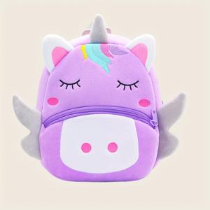 TEMU 1개 맞춤형 개인화 이름 백팩 - 유니콘 뿔이 달린 파스텔 퍼플, 조절 가능한 어깨끈, 부드러운 플러시감 소재 여아용 가방, 생일/학교/어린이집 선물 - 4-10세 여아를 위한 귀여운 백팩