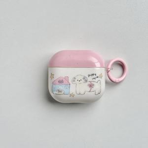 TEMU 아기 강아지 집 별 카툰 패턴 귀여운 핑크 이어폰 케이스, 핑크 원형이 있는 아기 강아지 집 별 카툰 패턴 귀여운 핑크 이어폰 케이스, AirPodsPro2 케이스/AirPodsPro 케이스/AirPods4 케이스/AirPods3 케이스/AirPods2 케이스에 적합합니다.