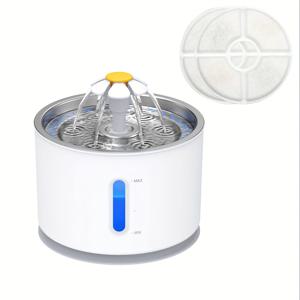 TEMU 2.4L/80oz 신형 스테인리스 스틸 물 디스펜서+2개 필터 요소|고양이와 강아지 급수기|세 가지 물 모드|저소음 워터 펌프, 활성 물 순환|LED 조명 디스플레이