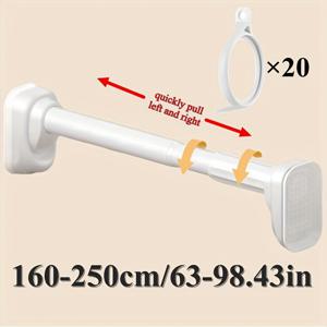 TEMU 확장 가능한 40-500cm 샤워 커튼 로드, 흡착컵 포함, 스틸 텐션 폴, 직경, 창문 및 욕실용 무드릴링 확장형 커튼 폴, 망원경식 샤워 커튼 로드