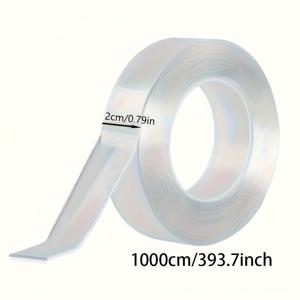 TEMU 10m 초강력 나노 양면 테이프, 두꺼운 투명한 잔여물 없는 방수 접착용 - 플라스틱, 목재, 유리, 돌 및 금속에 적합, PE 소재, 고탄성 아크릴