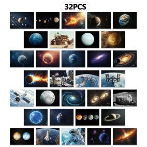 TEMU 32개, 우주 및 행성 엽서 세트 - NASA-행성-천문학-은하수-태양계, 생일 선물, 기념품, 거실 장식 카드 스티커 침실 장식, 테마 저널/장식용/인사말 카드/엽서, 두꺼운 종이, 고화질 인쇄, 예술적 선물, 벽 데칼, 수집 및 증정에 적합
