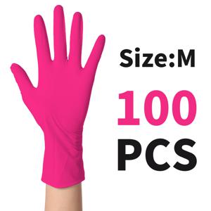 TEMU 30/50/100개, 고탄성 장미빨강색 니트릴 장갑, 9인치 재사용 가능한 미끄럼 방지 장갑, 일회용 가정용 고무장갑, 휴일 선물, 주방, 욕실, 청소, 네일아트, 헤어스타일링용 S/M/L 사이즈
