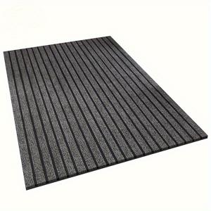 TEMU 1pc 초대형 미끄럼 방지 매트 - 주방, 거실, 발코니, 입구용으로 쉽게 자를 수 있는 직사각형 매트 - 내구성 있는 TPR 뒷면, 폴리에스터 소재, 4mm 두께, 검은색과 흰색 줄무늬 디자인, 거실용 매트|발매트