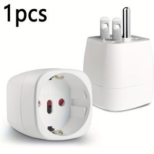 TEMU 1개 화이트 여행용 전원 어댑터, US to EU 플러그 변환기, 컴팩트하고 휴대 가능, 안전한 고정, 미국/캐나다/멕시코/태국 가정 또는 여행용, Type B to Type F