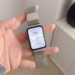 TEMU WISHTA 스테인리스 스틸 메쉬 교체 스트랩 - 샤오미 9/8 프로 스마트워치용 통기성 내구성 자석 버클, 레트로 비즈니스 스타일, 일상 및 스포츠 사용, 샤오미 9 프로/8 프로 호환, 슬림한 워치 밴드, 금속 마감