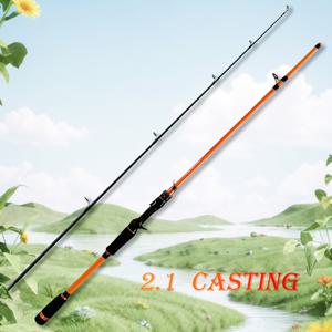 TEMU 오렌지색 블랙 디자인 카본 파이버 루어 로드 낚싯대 1.68m 2.1m 세그먼트 핸들 세라믹 가이드 링 디자인 아름답고 독특한 외관 블랙 피아노 래커 회전 금속 알루미늄 장식 M 톤|낚시대