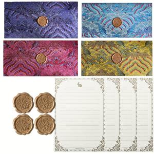 TEMU 30개 세트 고급 텍스처 디자인 초대장 봉투, 파티·선물·휴일 초대용품 포함 (종이 22매 & 봉투 4개 + 왁스 스탬프 4개)|실링왁스