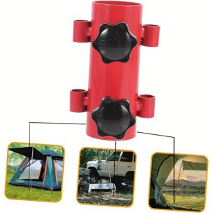 TEMU 3개 세트 헤비듀티 텐트 폴 홀더 - 조절 가능한 캐노피/타프/낚시 우산 스탠드 + 2x 30cm (11.8인치) 아연 도금 말뚝 포함 - 레드 강화 캠핑 액세서리