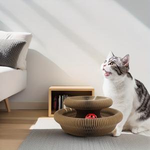 TEMU 인터랙티브 카드보드 긁는 보드, 내구성이 뛰어난 twistable cat 긁는 장난감, 실내 엔터테인먼트를 위한 자연적인 고양이 행동을 장려, 재미, 배터리가 없음