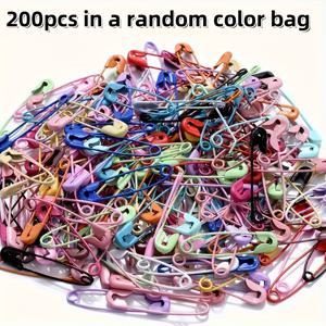 TEMU 200개 빛나는 캔디 컬러 안전핀 - 다양한 색상(빨강, 오렌지, 노란색, 녹색, 파란색, 핑크)으로 구성된 작은 스테인리스 스틸 클립(빨강, 오렌지, 노란색, 녹색, 파란색, 핑크) - 수제, 공예 및 DIY 프로젝트용, 투명한 보관함 포함, 수제 공예 용품 액세서리, 공예 조직, 재미있는 디자인, 내구성 있는 클립