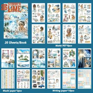 TEMU 20장의 머메이드 쉘 진주 아름다운 스티커 책 공급품 미리 자른 투명 바다 해변 매트 PET 와시 스티커 스크랩북 일기장 장식 아름다운 서류