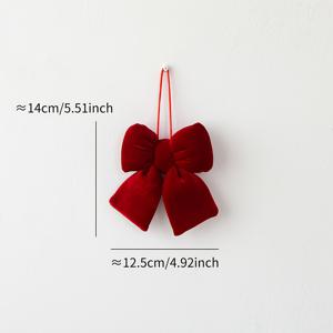 TEMU 1pc 축제 레드 벨벳 보우 크리스마스 장식품 - 폴리에스터, 전원 필요 없음, 휴일 홈 및 파티 장식에 이상적, 크리스마스 및 데이, 결혼 장식에 완벽, 장식용 보우, 폴리에스터 원단