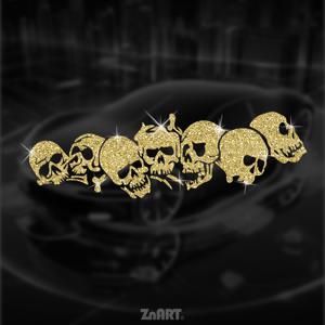 TEMU 1pc ZN Art Skull 비닐 스티커 - 자동차, 트럭, , 노트북용 반짝이는 자체 접착 스티커 - 반짝이는 금색 디자인, 찢어내는 것은 남지 않음, 단용, 스티커, 차량 맞춤, 강력한 그래픽 디자인, 부드러운 표면, 고품질 인쇄