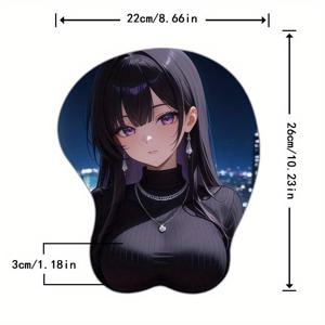 TEMU 1pc 에르고노믹 3D 애니메 마우스 패드, 실리콘 손목 휴지 - 사이파이 워리어 디자인, 고품질 직물, 미끄럼 방지 베이스, 사무실 및 게임용 편안함, 데스크용 마우스 패드