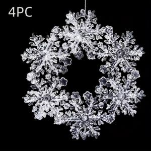 TEMU 4개 세트 크리스마스 트리 투명 눈꽃 리스 장식 DIY 홈파티, 축제 장식 액세서리, 크리스마스 트리 오너먼트