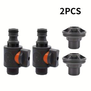 TEMU 2개 PVC 재질 물탱크 어댑터 발브 포함 | 빠른 설치 비누수 수집 커넥터 키트 | 유럽/미국 표준 호스와 호환되는 관개/어쿠아리움/야외 물 저장용