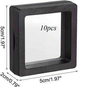 TEMU 10개 부유형 박스 부유형 프레임 디스플레이 스탠드 보석 전시함 5 x 5 x 2cm (약 2 x2 x0.8인치), 반지, 목걸이, 팔찌, 귀걸이, 메달, 조개, 보석 보관 및 전시용, 귀걸이 정리함,목걸이 홀더,모던 쇼케이스,컴팩트 스토리지,소형 보관함,디스플레이 랙,공예 애호가,보석 판매자