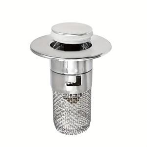TEMU 1.34-1.57인치 출구 직경에 적합한, 모든 계절에 적합한, 304 스테인레스 스틸 메쉬 + 크롬 도금 플라스틱, 욕실 헤어 필터 메쉬, 텔레스코픽 싱크 배수 플러그