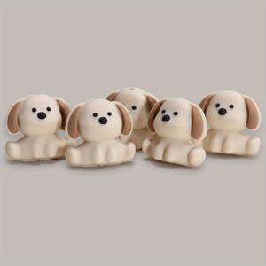 TEMU 5개 세트 베이지 귀여운 강아지 비즈 - 표정 눈과 입이 있는 무독성 개 장식품, 열쇠고리, 팔찌, 휴대폰 케이스, 가방 체인용 - 반려동물 애호가 공예 및 DIY 주얼리 만들기 소품, 강아지 액세서리