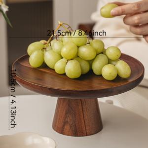 TEMU 천연 나무 라운드 서빙 트레이 3가지 사이즈(16.5/21.5/26cm) - 고급 디저트 플래터, 케이크 스탠드, 과일 전시용, 컵케이크 홀더 | 홈 데코, 보석 정리함, 화장대 디스플레이용 장식 센터피스 트레이 | 높은 발목 목재 충전기