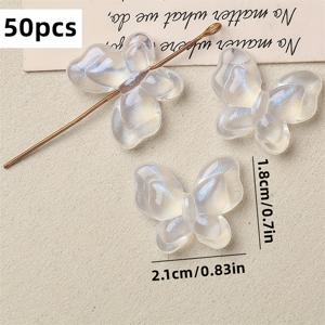 TEMU 50개 18x21mm 아크릴 나비 비즈 - DIY 보석 만들기, 펜던트, 목걸이, 팔찌, 열쇠장, 귀걸이, 헤어클립 및 수공예품용 투명한, 생생한 다색 보석 비즈, 보석 만들기용 비즈, 공예 비즈 공급, 장식 비즈 디자인, 내구성 있는 공예 비즈