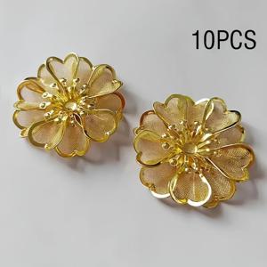 TEMU 10개 골드 입체 중공 다층 꽃, 삼중 메쉬 플로럴 핸드메이드 소재, DIY 주얼리 및 휴일 장식용 액세서리 만들기