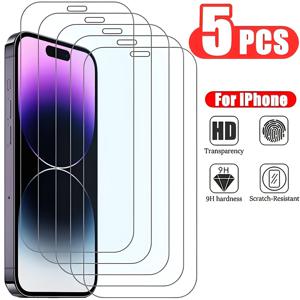 TEMU 5pcs 강화 유리 스크린 보호기 for iphone 15 14 11 16 Pro Max, for iPhone 12Mini 13Mini 6 7 8 14 Plus SE X XS XR 14Pro, 전체 커버리지, 스크래치 방지, 파괴 방지