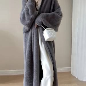 TEMU 여성용 무릎 길이 카디건 코트, 루즈하고 편안한 스타일, 가을과 겨울용 긴팔 스웨터 재킷. 실리콘 사진 카메라로 실용적으로 날아가세요. 단색 V넥 카디건 등, 가을 패션 중간 스트레치 소재 디테일, 여성용 편안한 점프수트 겨울 옷, 라파다바 장식 카디건 슬리브, 낚시 채소 후크 스웨터, 가벼운 커버