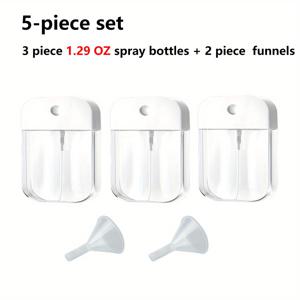 TEMU 5개 세트 휴대용 미니 스프레이 병 - 3병 + 소형 깔때기 2개 포함, 1.69oz / 1.29oz 선택 가능, 투명 플라스틱, 미세 분사, 무향, 여행 및 화장품용, 어디서나 사용 가능한 페이셜 미스트, 여행 필수 아이템 | 패션 스프레이 병 | 내구성 있는 플라스틱
