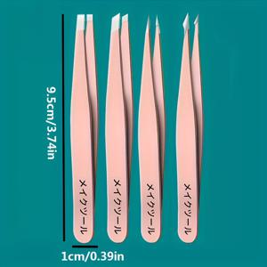 TEMU 스테인리스 스틸 눈썹 제모용 핀셋, 블랙헤드 및 가시 제거용 사선 끝 뾰족 팁