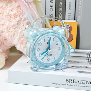 TEMU 학생용 알람시계 패션 귀여운 무선 야간등 휴일 선물 시계, 침대 옆에서 조용하고 소음 없는 캔디 컬러 아름답고 휴대하기 편한 작은 사이즈