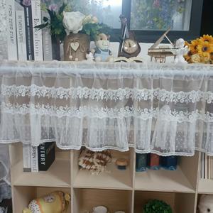 TEMU 플로럴 레이스 쇼트 커튼 패널 - 무드릴 설치, 코드리스 디자인 & 기계 세탁 가능 폴리에스터 원단 침실, 주방, 문, 캐비닛, 파티 및 크리스마스 장식용 반투명 창문 드레이프리 - 정교한 패턴의 화이트 (사계절 사용)