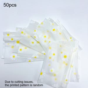 TEMU 50개/30개 데이지 패턴 무광 플라스틱 지퍼백, 사무용 연필 파우치, 공예품·보석류·문구 보관 재사용 가능 수납 파우치