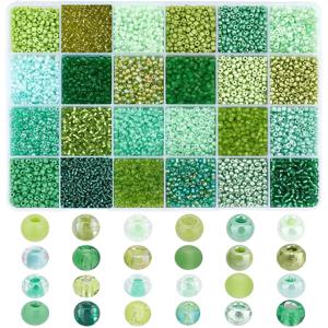 TEMU 5760개 (24종) 유리 씨드 비즈 - 오션 그린 투명한 색상, 팔찌, 목걸이, 귀걸이, 펜던트용 - DIY 주얼리 만들기 전문가용 비딩 키트 - 루움, 페요테, 비드 위빙 호환 가능
