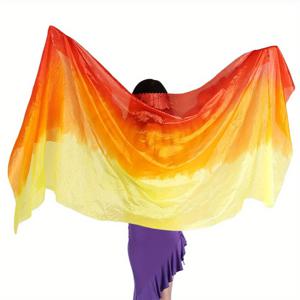 TEMU 그라데이션 컬러 벨리 댄스 베일, 스타일리시한 가벼운 롱 댄스 스카프, 라틴 스타일 벨리 댄스 쇼울