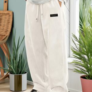 TEMU 남성용 단색 코듀로이 캐주얼 팬츠 포켓 포함 - 레그, 레귤러 핏, 연한 베이지, 편안하고 스타일리시한 캐주얼 의상, 편안한 옷 | 레그 팬츠 | 코듀로이 팬츠