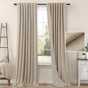 TEMU 2개입 100% 커튼, 고중량 240g 폴리에스터 섬유, 단색 독특한 풀 라이트 블로킹 커튼, 거실 단열 및 방풍 커튼에 적합한 모조 대마 코팅 그레이, 다양한 설치 방법으로 막대와 후크로 착용 가능, 커튼, 열차단 커튼, 오렌지 커튼, 커튼 염색, 창문용 커튼, 거실용 커튼, 침실용 커튼|커튼봉