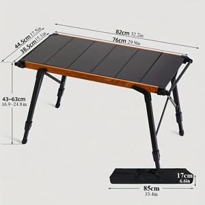 TEMU 조절 가능한 높이의 휴대용 접이식 캠핑 테이블 - 가벼운 알루미늄, 바비큐 및 피크닉에 이상적, 보관이 쉬움, 견고한 다리가 있는 야외 식탁, 피크닉 테이블|조절 가능한 높이 테이블|내구성 있는 구조, 캠핑 테이블